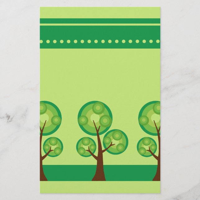 Retro Trees Scrapbook Paper Briefpapier (Vorderseite)