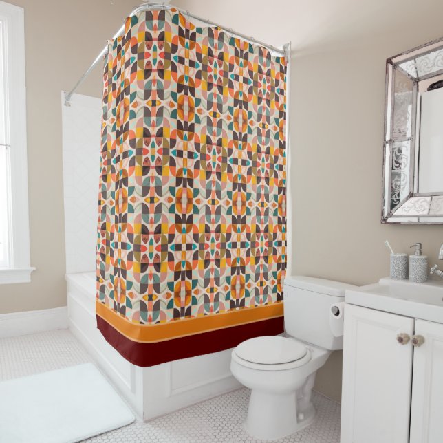 Retro Trendy Abstrakt Squares Collection Duschvorhang (Beispiel)