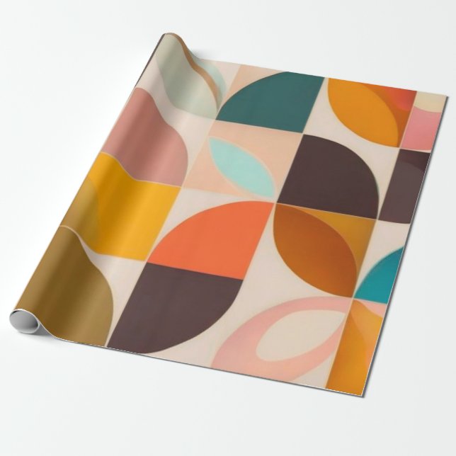 Retro Trendy Abstrakt Squares Collection Geschenkpapier (Ungerollt)