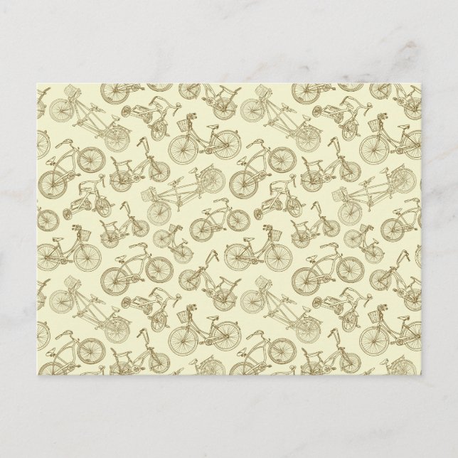 Retro Trendy Bicycle Pattern Postkarte (Vorderseite)