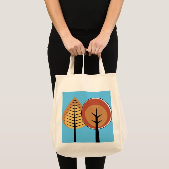 Retro Trendy Fall Trees Tote Bag Tragetasche (Vorderseite (Produkt))