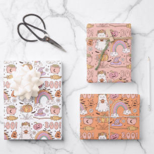 Retro Trendy Niedliche Halloween Elements Ghost Pu Geschenkpapier Set