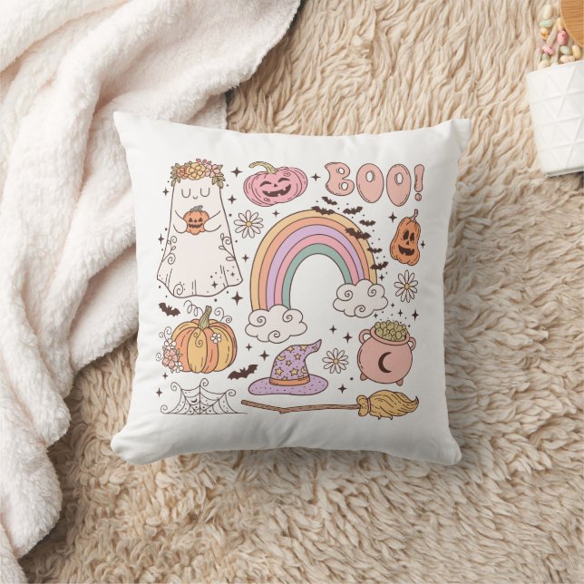 Retro Trendy Niedliche Halloween Elements Ghost Pu Kissen (Decke)