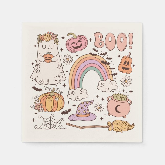 Retro Trendy Niedliche Halloween Elements Ghost Pu Serviette (Vorderseite)