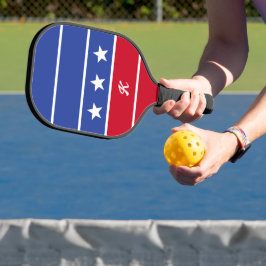 Retro Trendy Stripe American Flag Mit Monogramm Pickleball Schläger