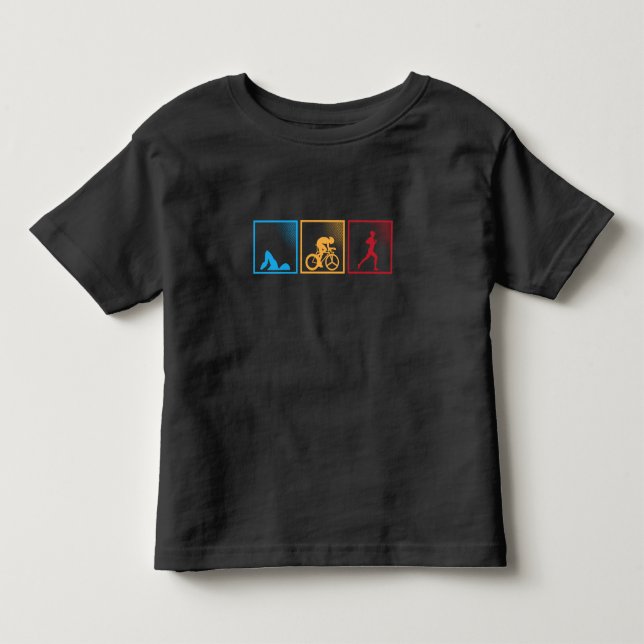 Retro-Triathlon-Swimming-Cycling-Laufsportler Kleinkind T-shirt (Vorderseite)