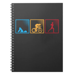 Retro-Triathlon-Swimming-Cycling-Laufsportler Notizblock
