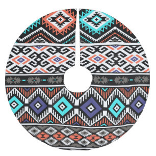 Retro Tribal Navajo: Geometrisch Nahtlos. Polyester Weihnachtsbaumdecke