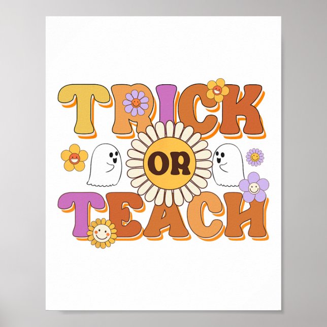 Retro Trick oder lehren Ghost Lehrer Halloween Cos Poster (Vorne)