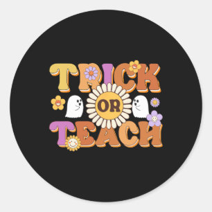 Retro Trick oder lehren Ghost Lehrer Halloween Cos Runder Aufkleber