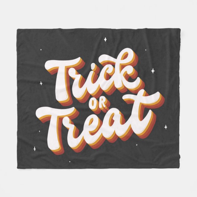 Retro Trick oder Treat Fleecedecke (Vorderseite (Horizontal))
