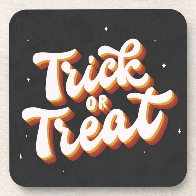 Retro Trick oder Treat Getränkeuntersetzer (Vorderseite)