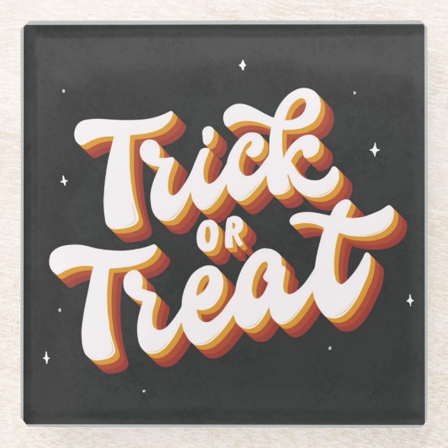 Retro Trick oder Treat Glasuntersetzer (Vorderseite)