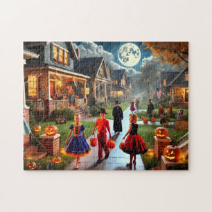 Retro Trick oder Treat Halloween Night der 1950er 