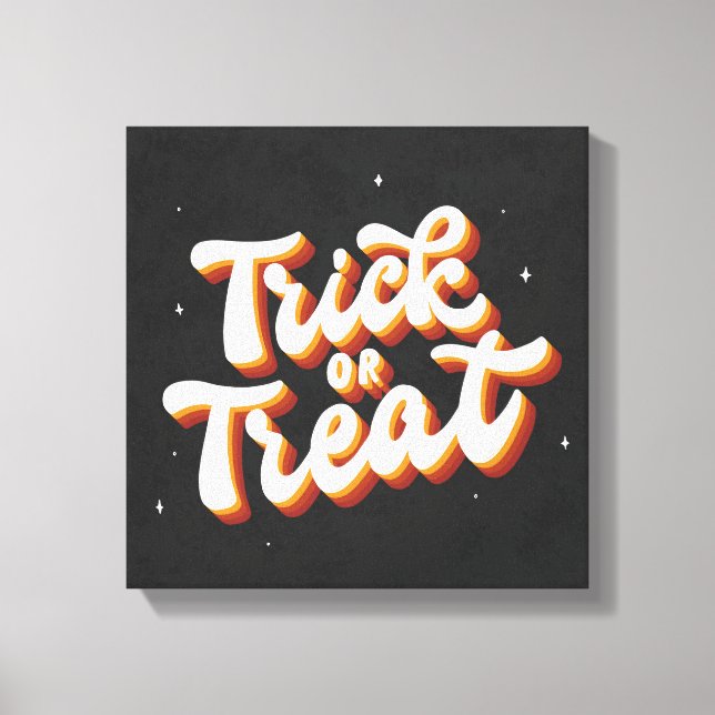 Retro Trick oder Treat Leinwanddruck (Vorderseite)