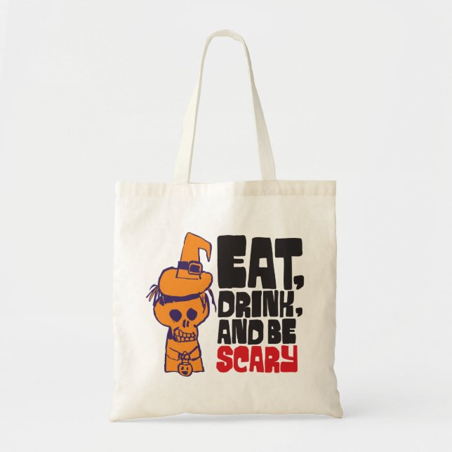 Retro Trick or Treater Eat, Drink, and be Scary  Tragetasche (Vorne)