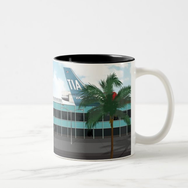 Retro Trident Jet Age Silohuette Mug Zweifarbige Tasse (Rechts)