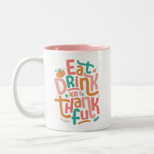 Retro trinken und dankbar zum Erntedankfest sein Zweifarbige Tasse