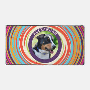 Retro Trippy Colorful Hund Foto einzigartig Schreibtischunterlage