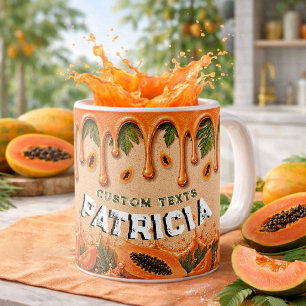 Retro-Tropen-Party Papaya-Frucht-Thema Benutzerdef Kaffeetasse