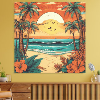 Retro Tropic Calm Leinwanddruck