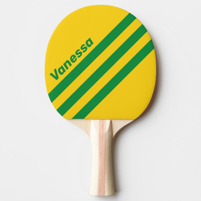 Retro Tropical Banana Three Angled Stripe withName Tischtennis Schläger (Vorderseite)