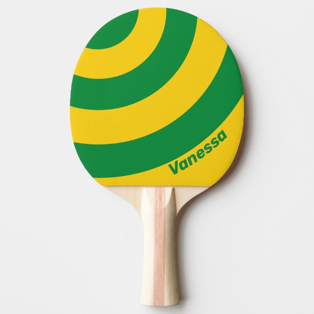 Retro Tropical Banana Three Circle Stripe withName Tischtennis Schläger (Vorderseite)