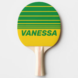 Retro Tropical Banana Three Horizon Stripe & Name Tischtennis Schläger