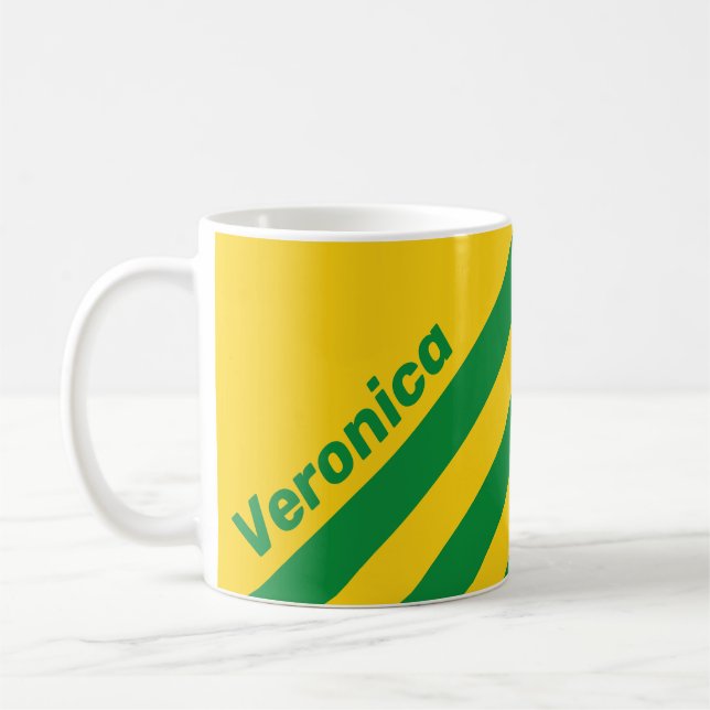 Retro Tropical Banana Three Stripes with Name Kaffeetasse (Links)