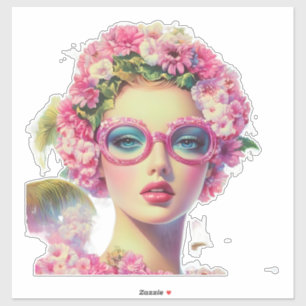 Retro Tropical Beauty Aufkleber