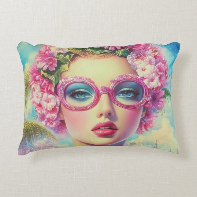 Retro Tropical Beauty Dekokissen (Vorderseite)
