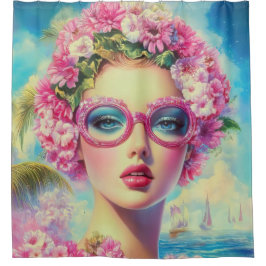 Retro Tropical Beauty Duschvorhang