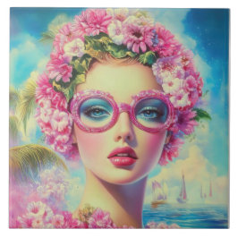 Retro Tropical Beauty Fliese