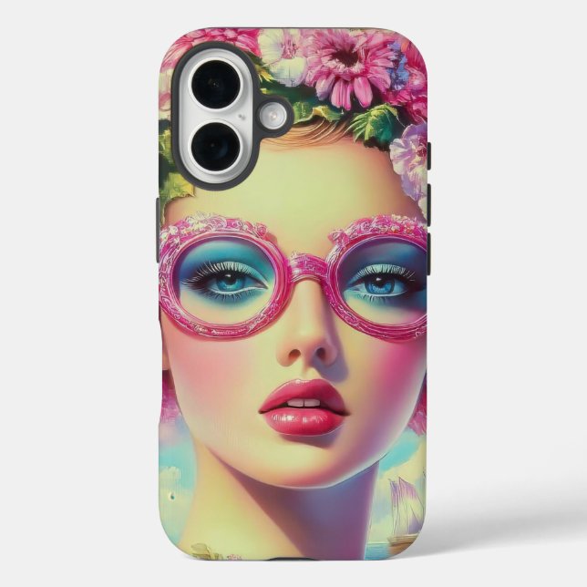 Retro Tropical Beauty iPhone 16 Hülle (Rückseite)