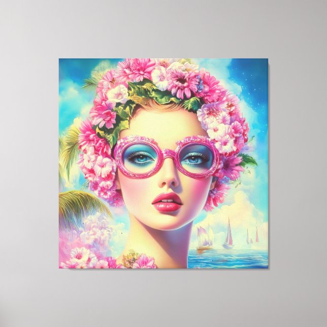 Retro Tropical Beauty Leinwanddruck (Vorderseite)
