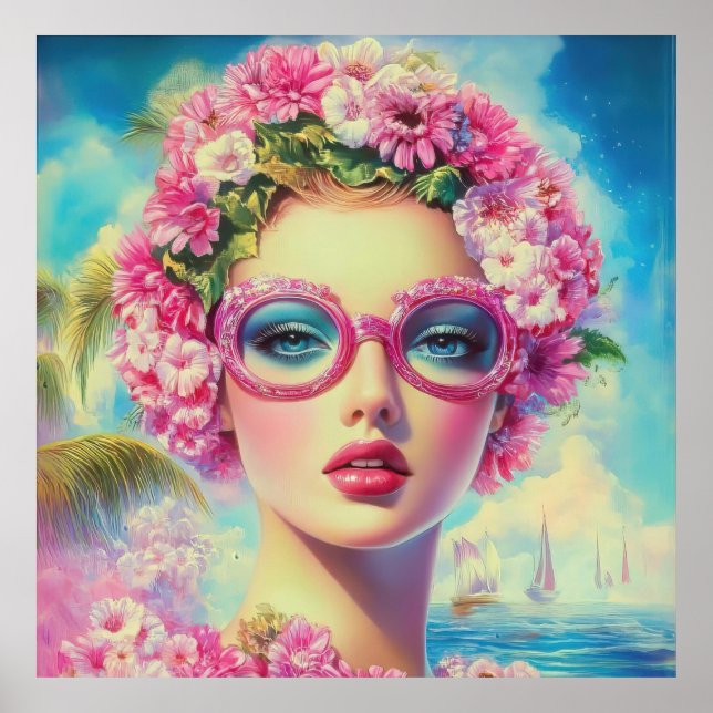 Retro Tropical Beauty Poster (Vorne)