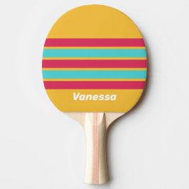 Retro Tropical Breeze Across Striping with Name Tischtennis Schläger