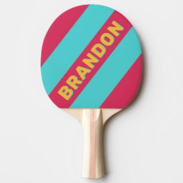 Retro Tropical Breeze Bold Streifen mit Namen Tischtennis Schläger