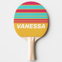 Retro Tropical Breeze Horizon Striping with Name Tischtennis Schläger