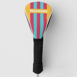 Retro Tropical Breeze Pin Stripes with Name Golf Headcover