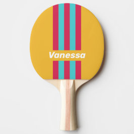 Retro Tropical Breeze Pin Stripes with Name Tischtennis Schläger