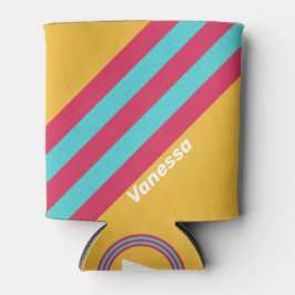 Retro Tropical Breeze Stripes with Name Dosenkühler