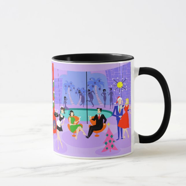 Retro Tropical Christmas Party Tasse (Rechts)