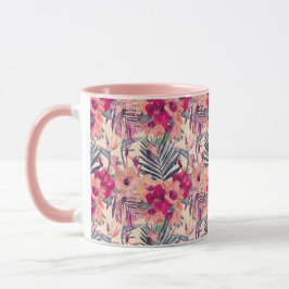 Retro Tropical Hibiskus Wren Pattern Tasse