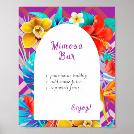 Retro Tropical Magenta Brautparty Mimosa Bar Poster