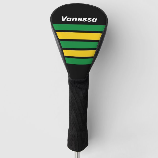 Retro Tropical Palm Across Striping with Name Golf Headcover (Vorderseite)