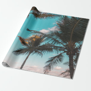 RETRO TROPICAL PALM BAUM AM STRAND GESCHENKPAPIER