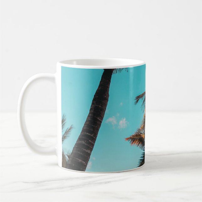 RETRO TROPICAL PALM BAUM AM STRAND KAFFEETASSE (Links)
