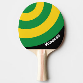 Retro Tropical Palm Circle Stripe with Name Tischtennis Schläger