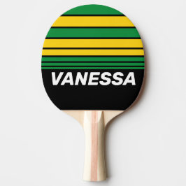 Retro Tropical Palm Horizon Striping with Name Tischtennis Schläger